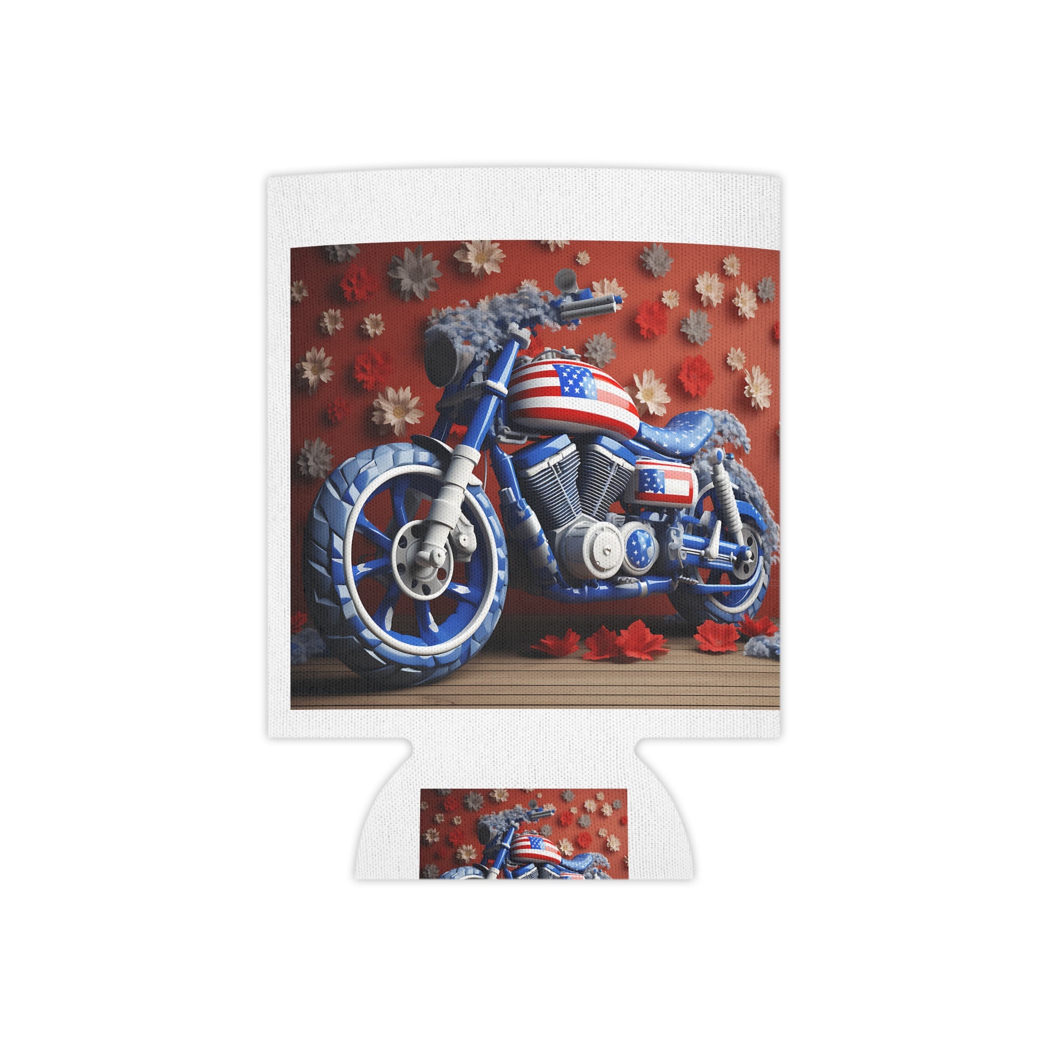 American Flag Motorcycle Can Cooler for Patriotic Gatherings
