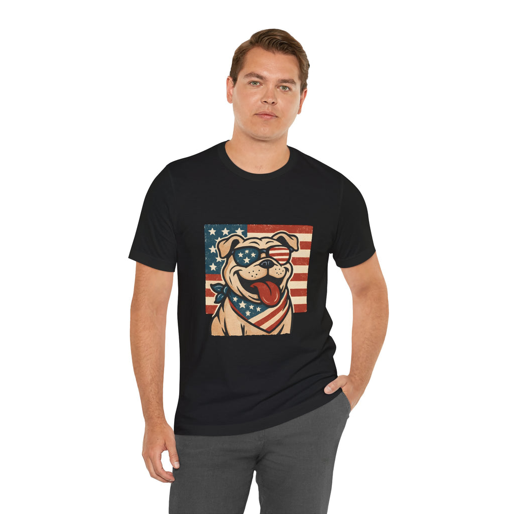 Dog's are Patriotic Too (American Flag, Funny 4th of July Shirt)