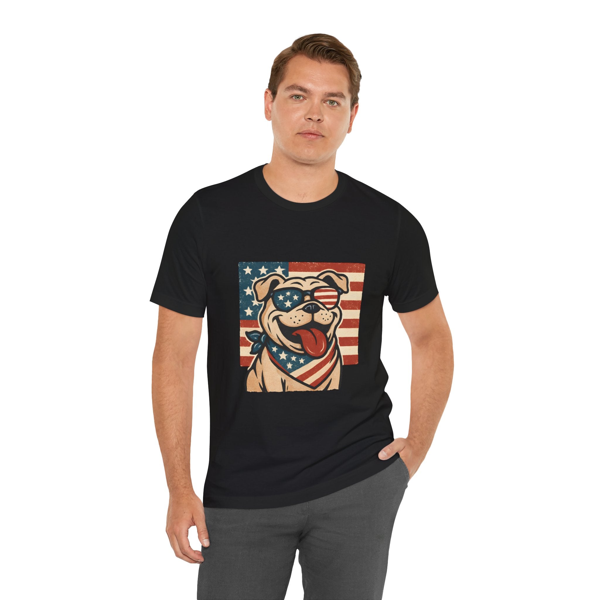 Dog's are Patriotic Too (American Flag, Funny 4th of July Shirt)