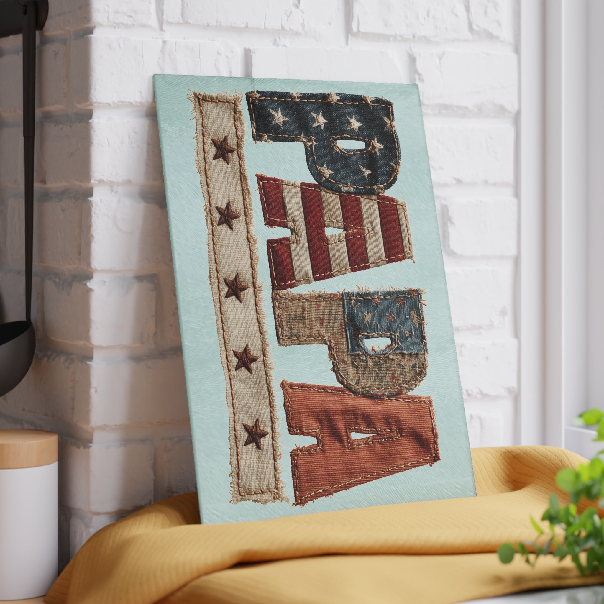Patriotic 'PAPA' Glass Cutting Board for Home Decor