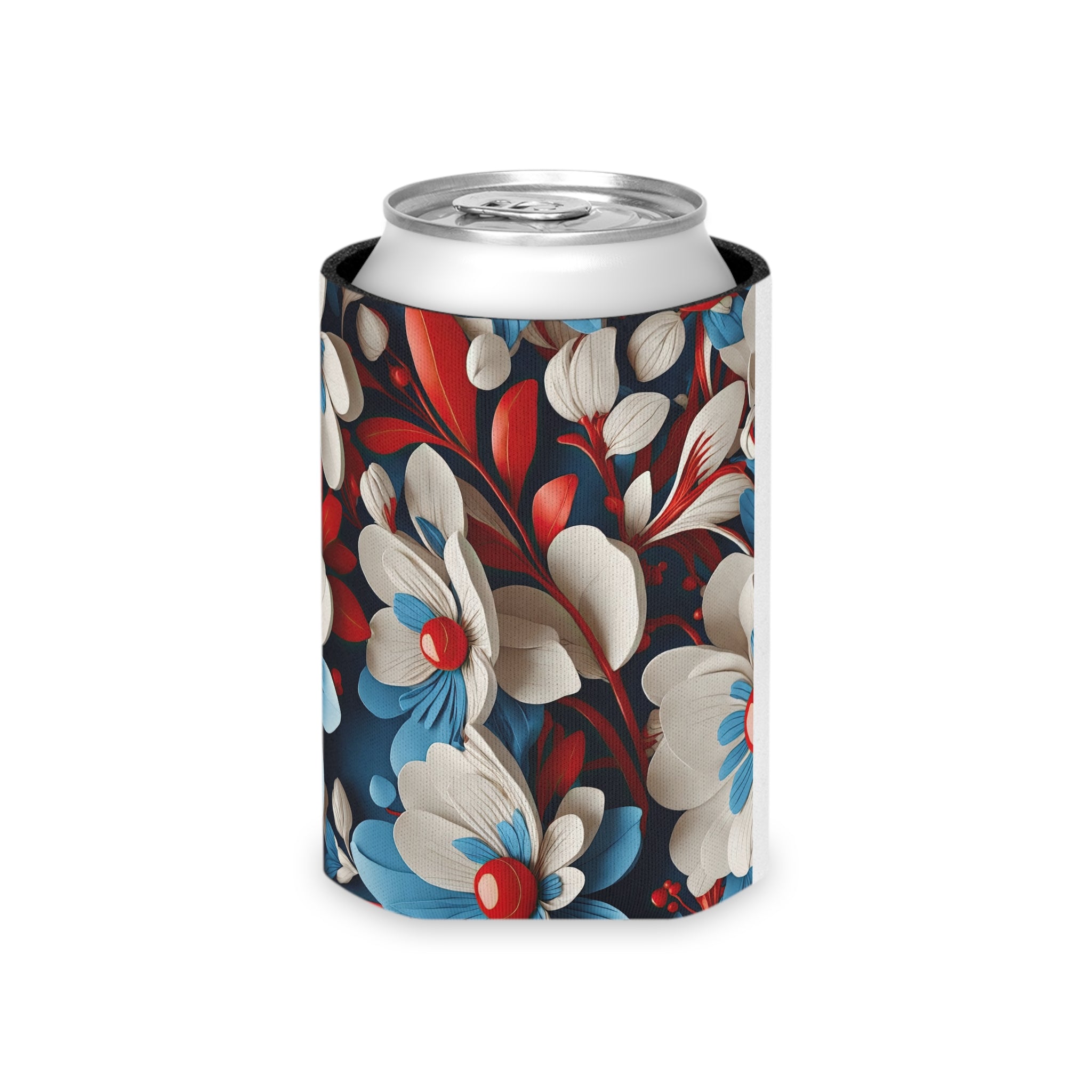 Floral Patriotic Can Cooler for Festive Gatherings
