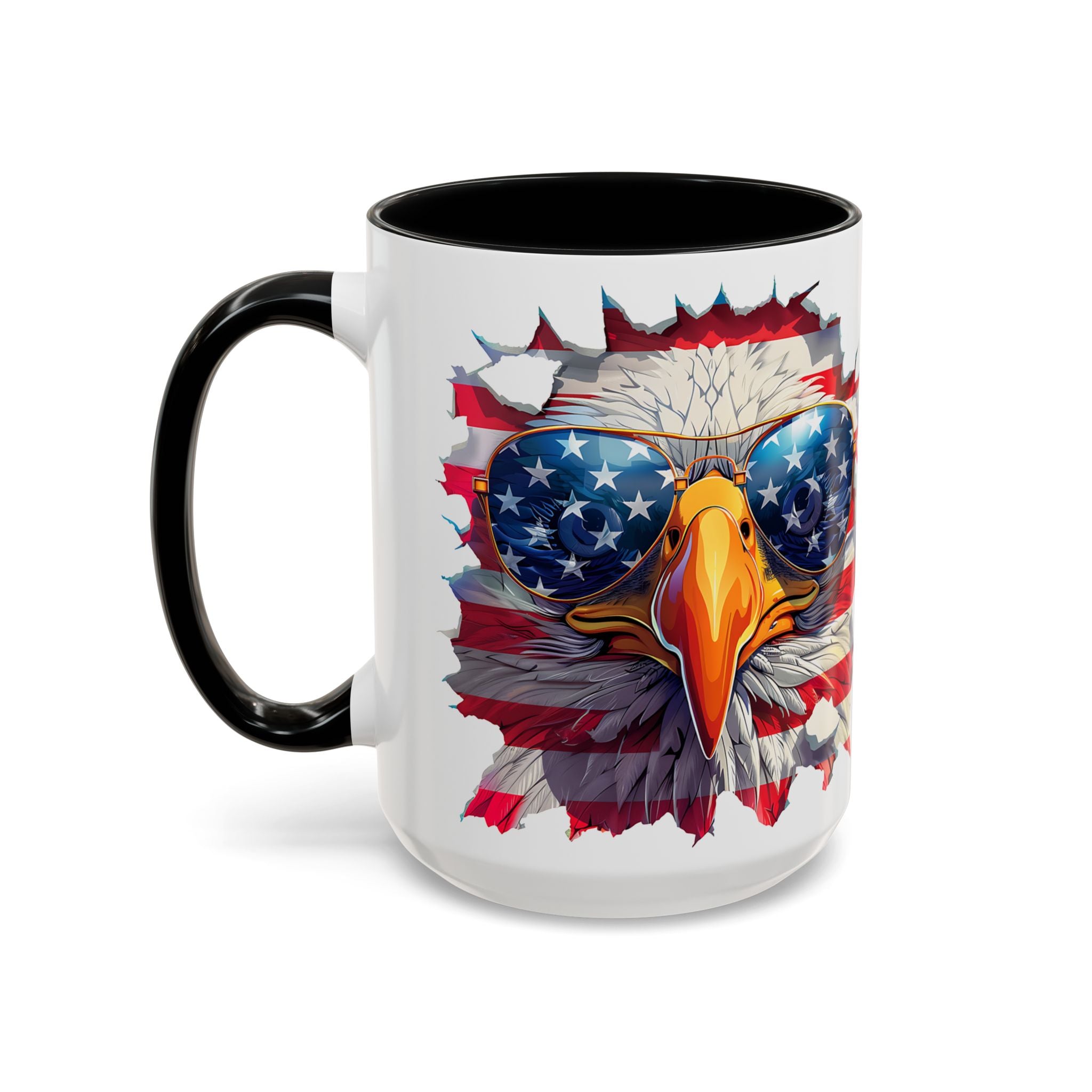 American Bald Eagle Accent Coffee Mug with Stars & Stripes