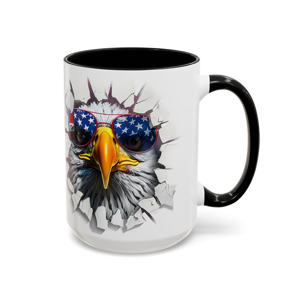 American Eagle Coffee Mug with USA Flag Accent Design