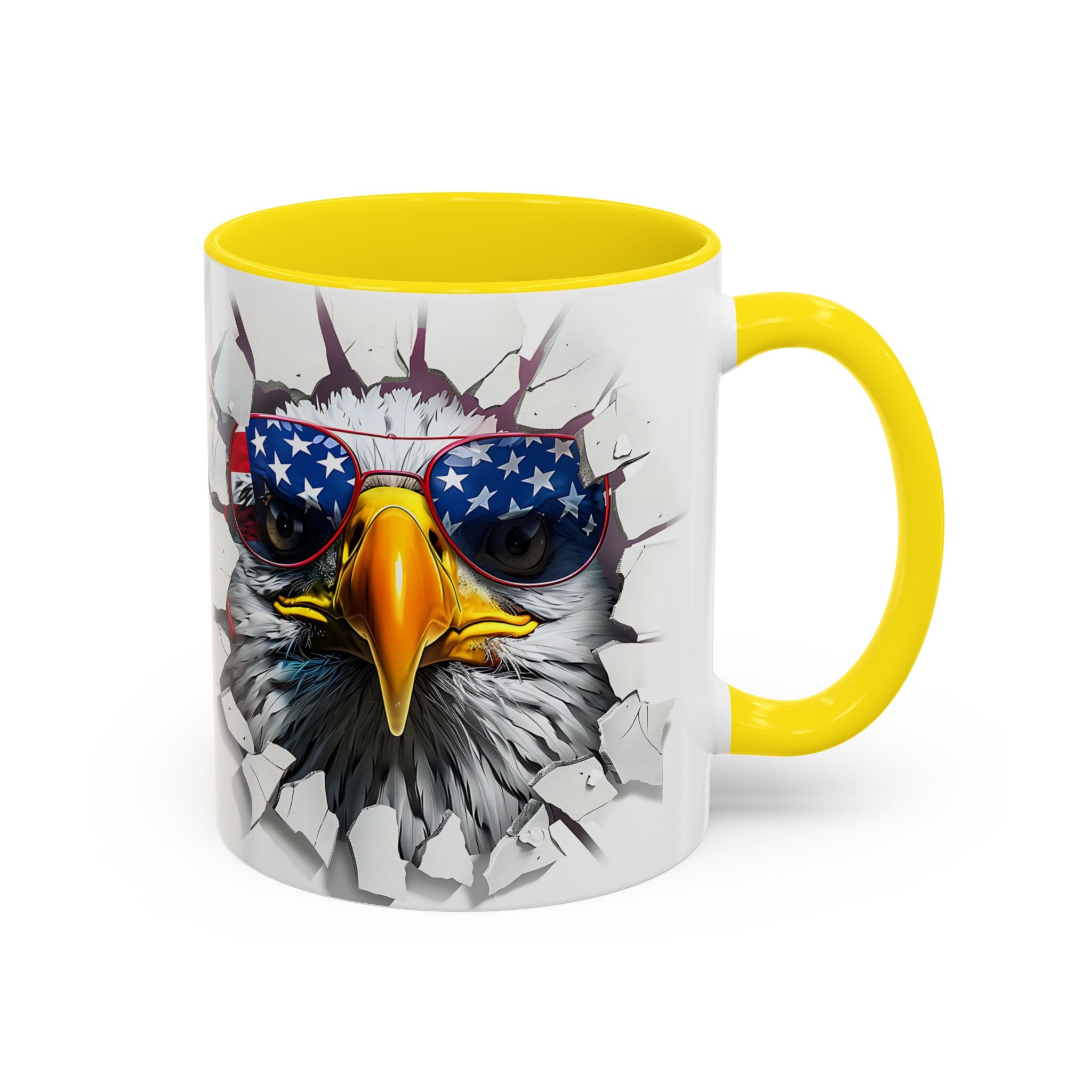 American Eagle Coffee Mug with USA Flag Accent Design