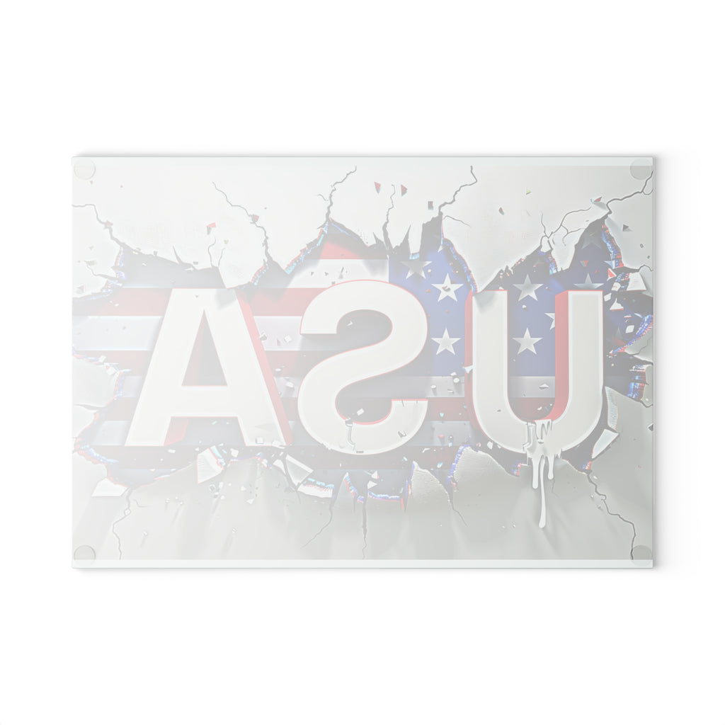 USA Flag Glass Cutting Board with Vibrant Design