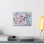 Floral Lotus Stretched Canvas Wall Art — Pastel Bloom Decorative Canvas