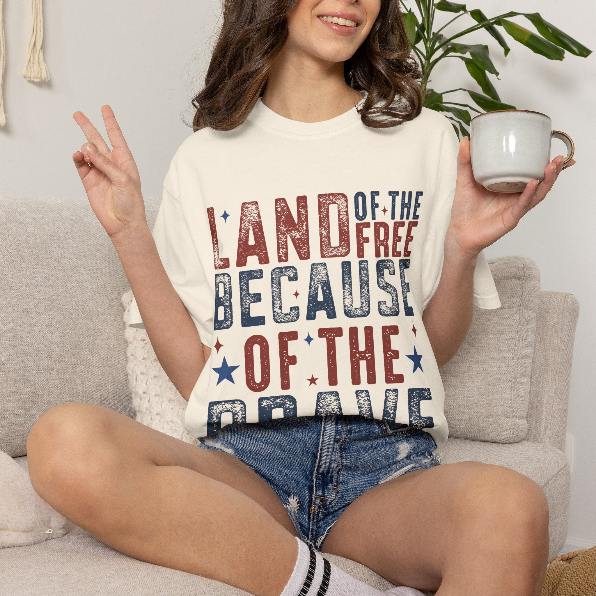 Patriotic T-Shirt: Land of the Free Because of the Brave