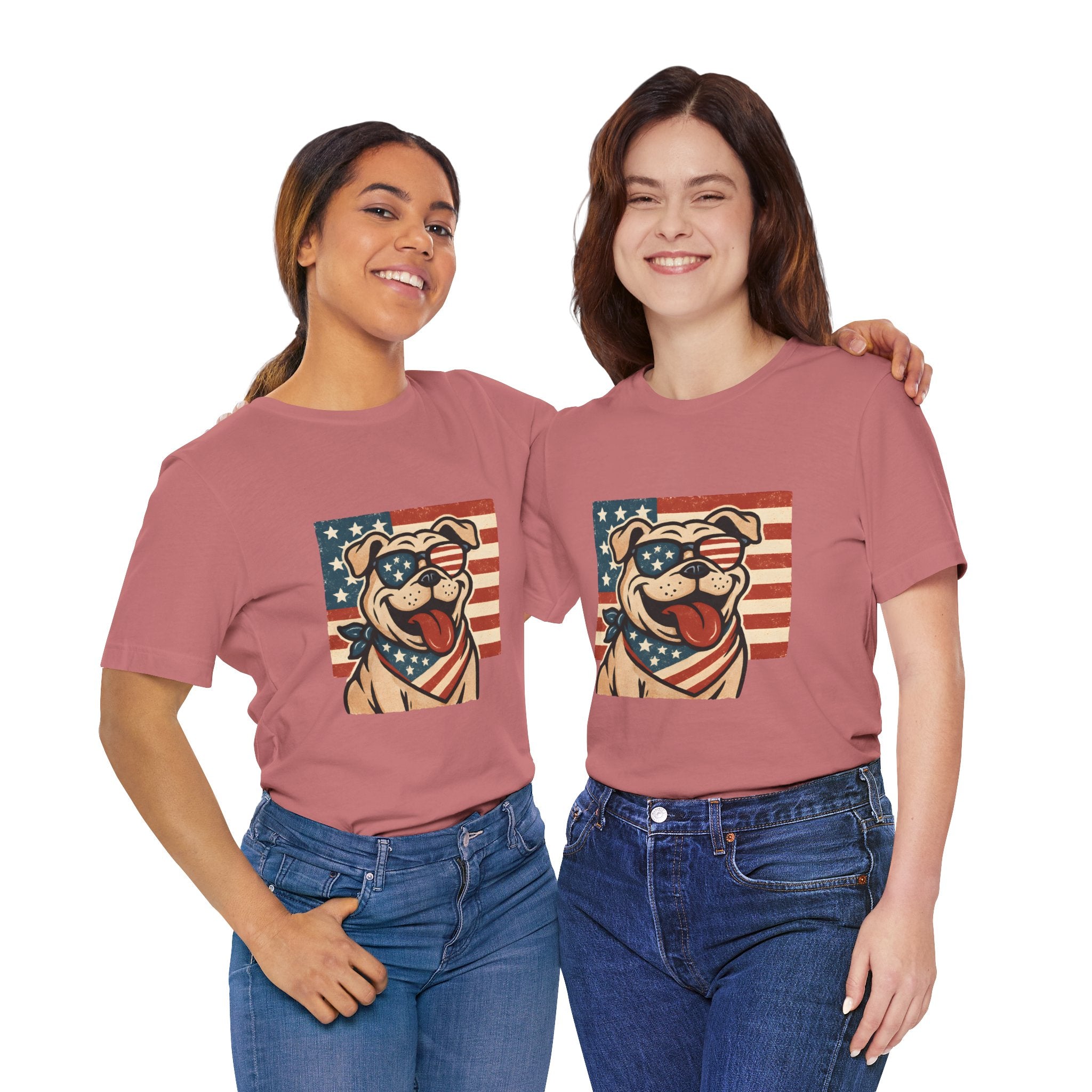 Dog's are Patriotic Too (American Flag, Funny 4th of July Shirt)