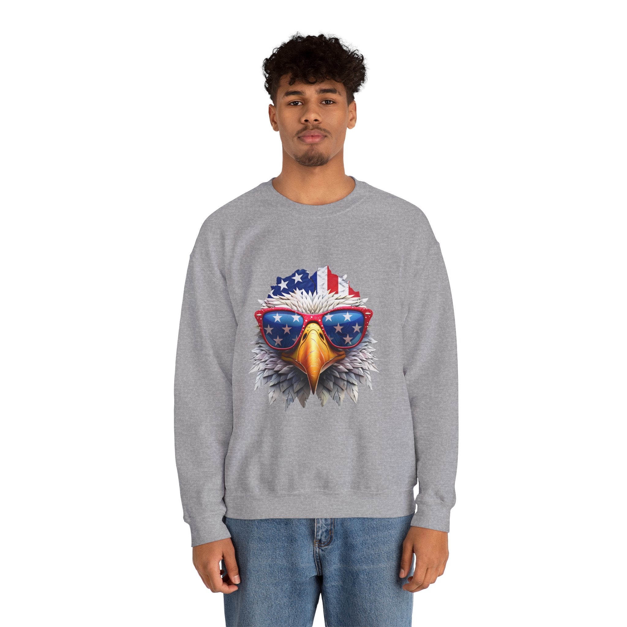 Eagle American Flag Sunglasses Crewneck Sweatshirt