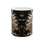 Baroque Black & Gold Ceramic Mug with Floral Pattern