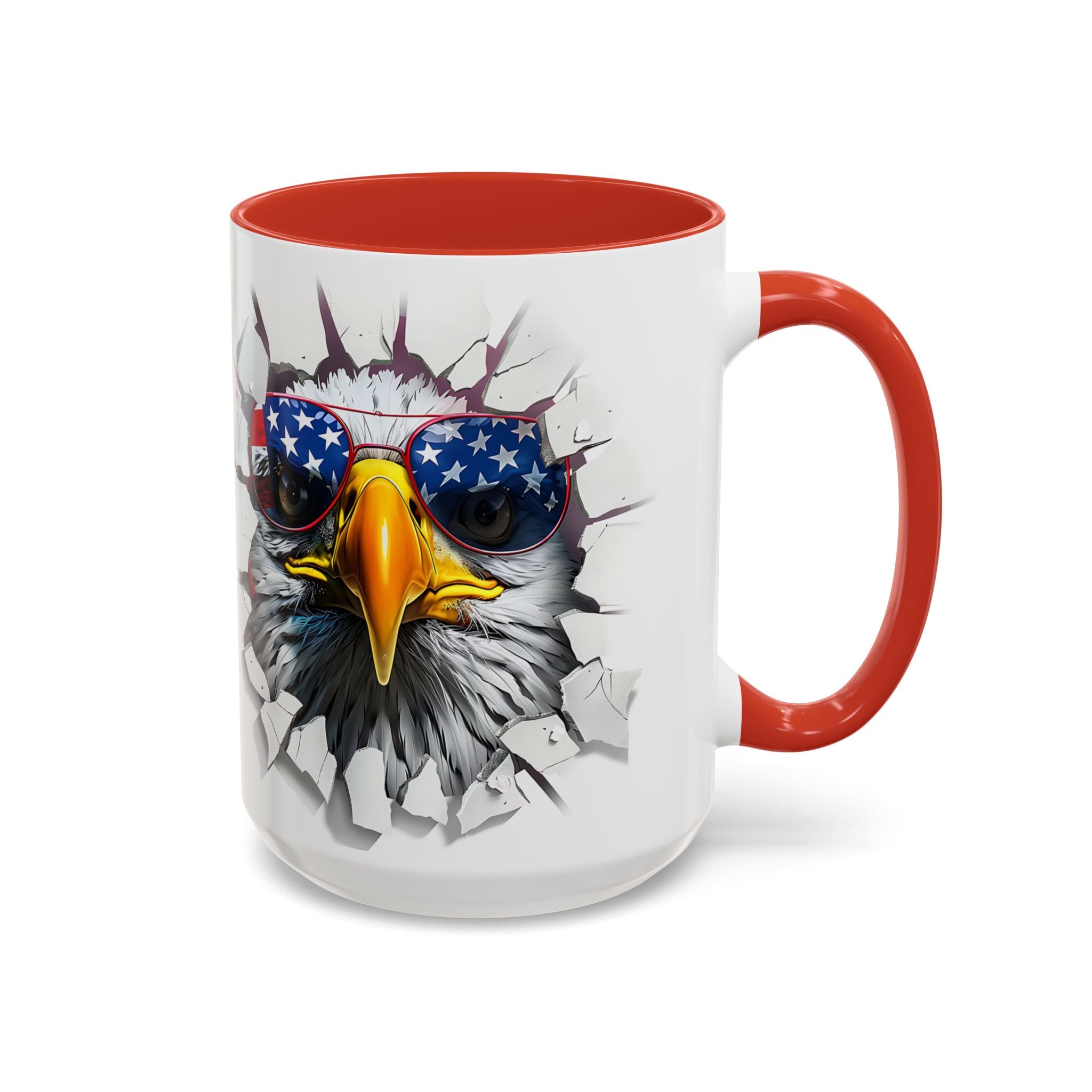 American Eagle Coffee Mug with USA Flag Accent Design