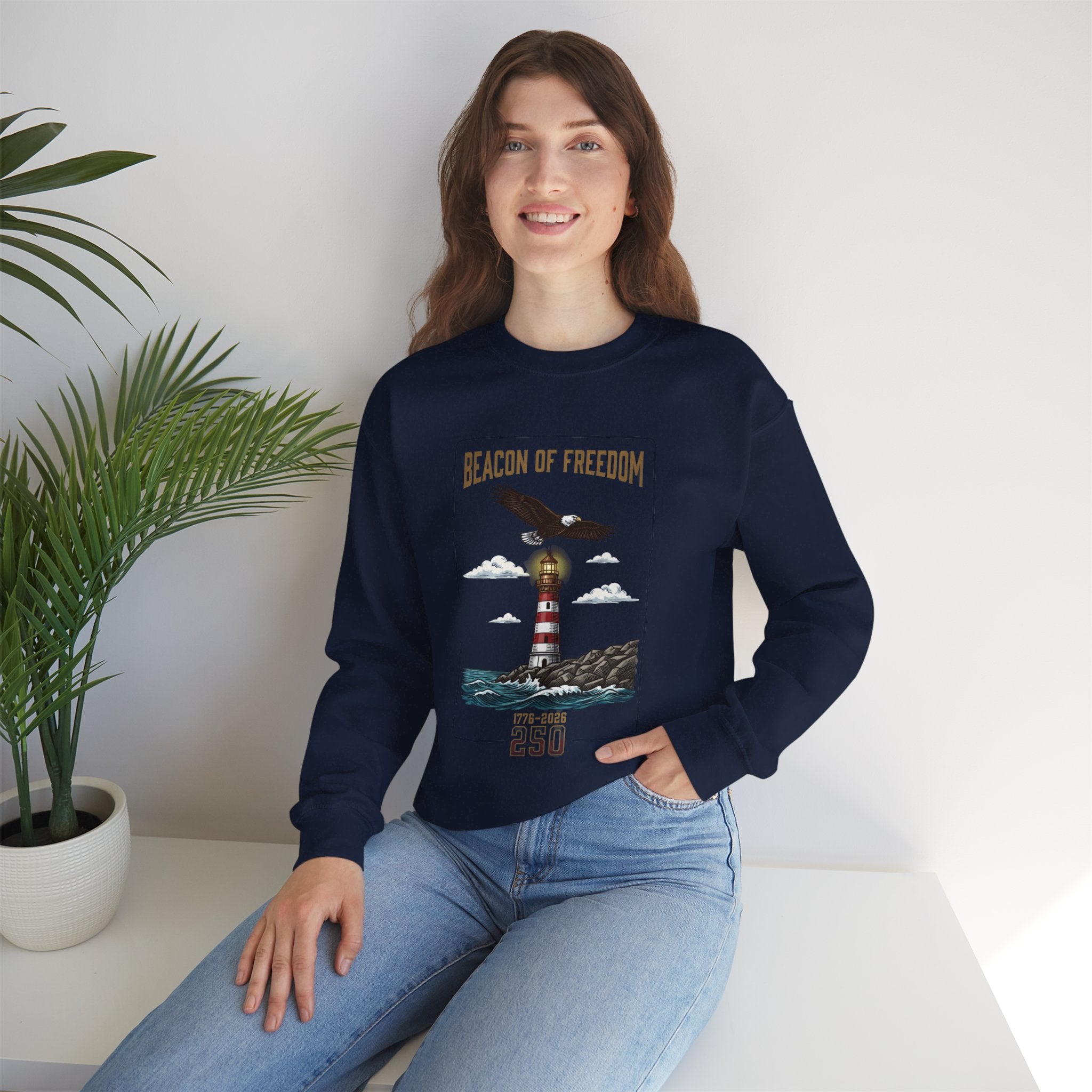 Beacon of Freedom Lighthouse Sweatshirt | 250th 4th of July Patriotic Milestone