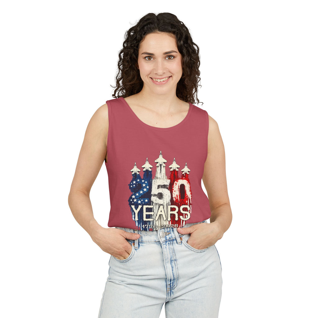 50 Years American Flag Castle Tank Top for Celebratory Wear