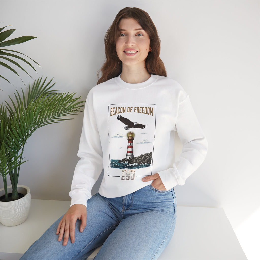 Beacon of Freedom Lighthouse Sweatshirt | 250th 4th of July Patriotic Milestone