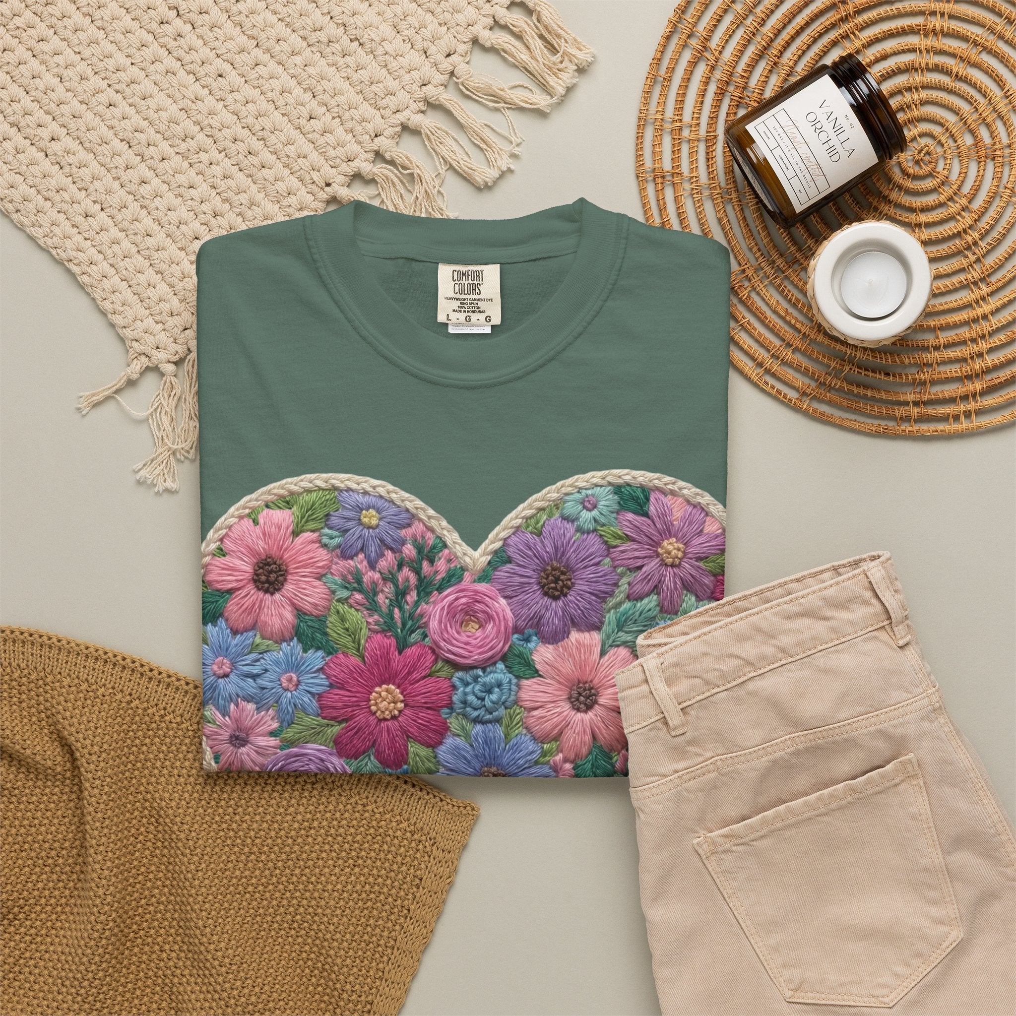 Floral Heart T-Shirt — Colorful Bouquet Heart Graphic (Print It Your Way)