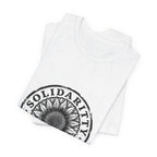 Solidarity Over Pride sunflower logo Tee | People Over Profit values-led apparel