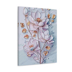 Floral Lotus Stretched Canvas Wall Art — Pastel Bloom Decorative Canvas
