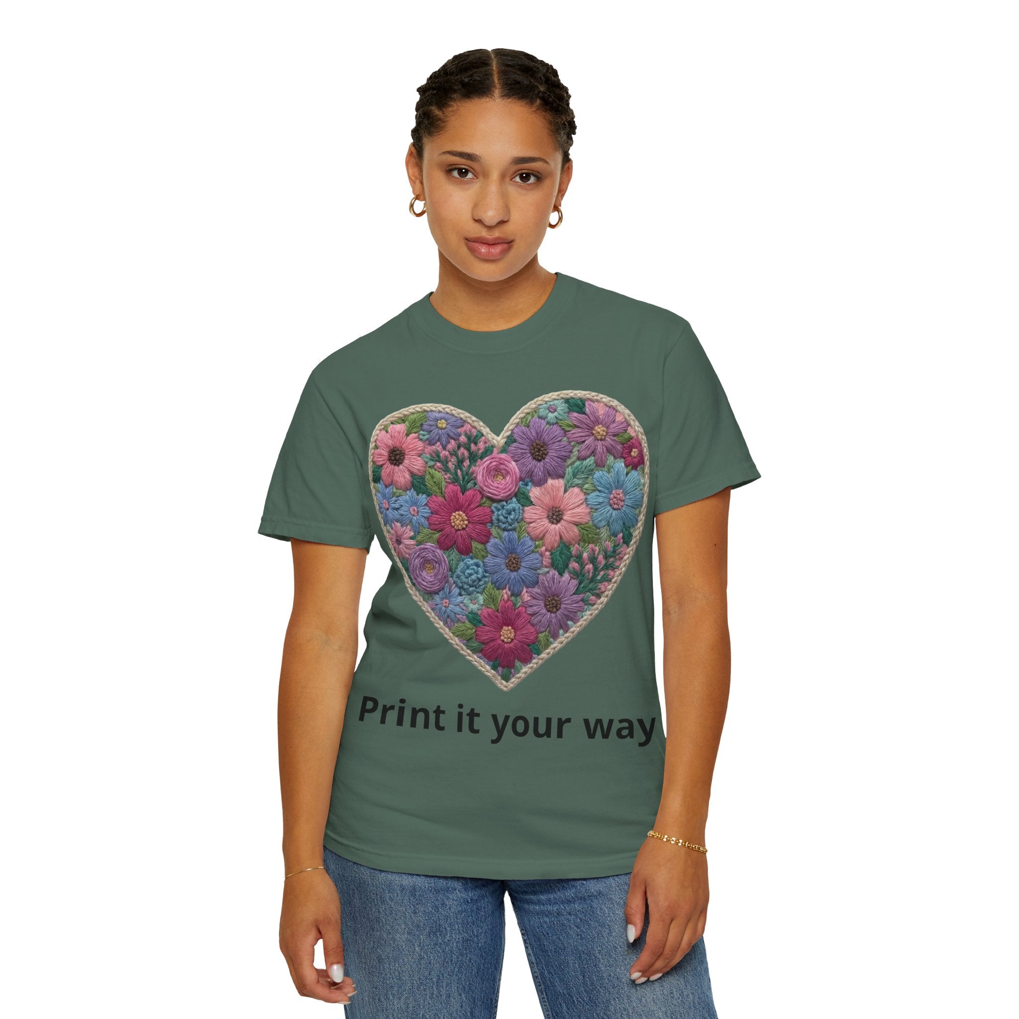 Floral Heart T-Shirt — Colorful Bouquet Heart Graphic (Print It Your Way)