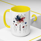 Patriotic Anemone Accent Coffee Mug Classic Floral Design