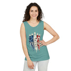 50 Years American Flag Castle Tank Top for Celebratory Wear