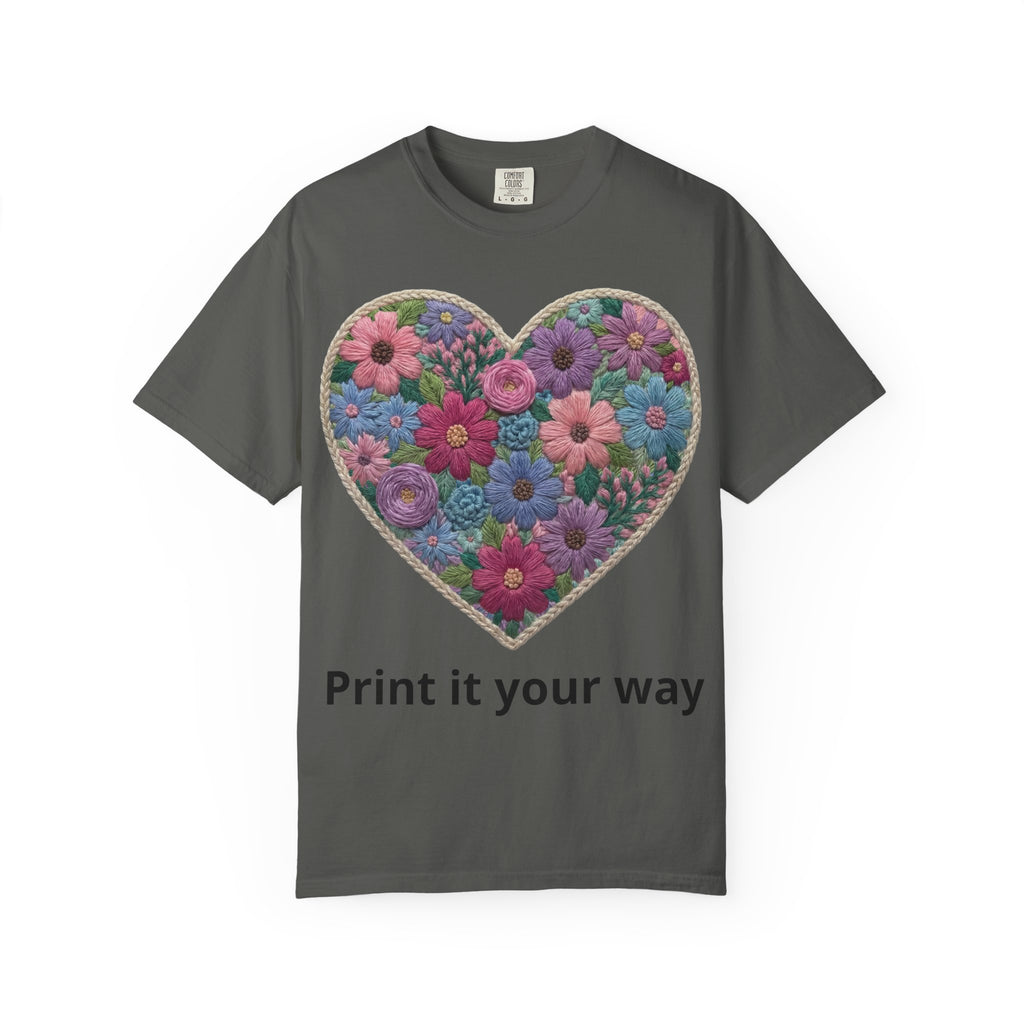 Floral Heart T-Shirt — Colorful Bouquet Heart Graphic (Print It Your Way)
