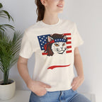 T-Shirt — "Meowica" Patriotic Cat Tee (American Flag, Funny 4th of July Shirt)