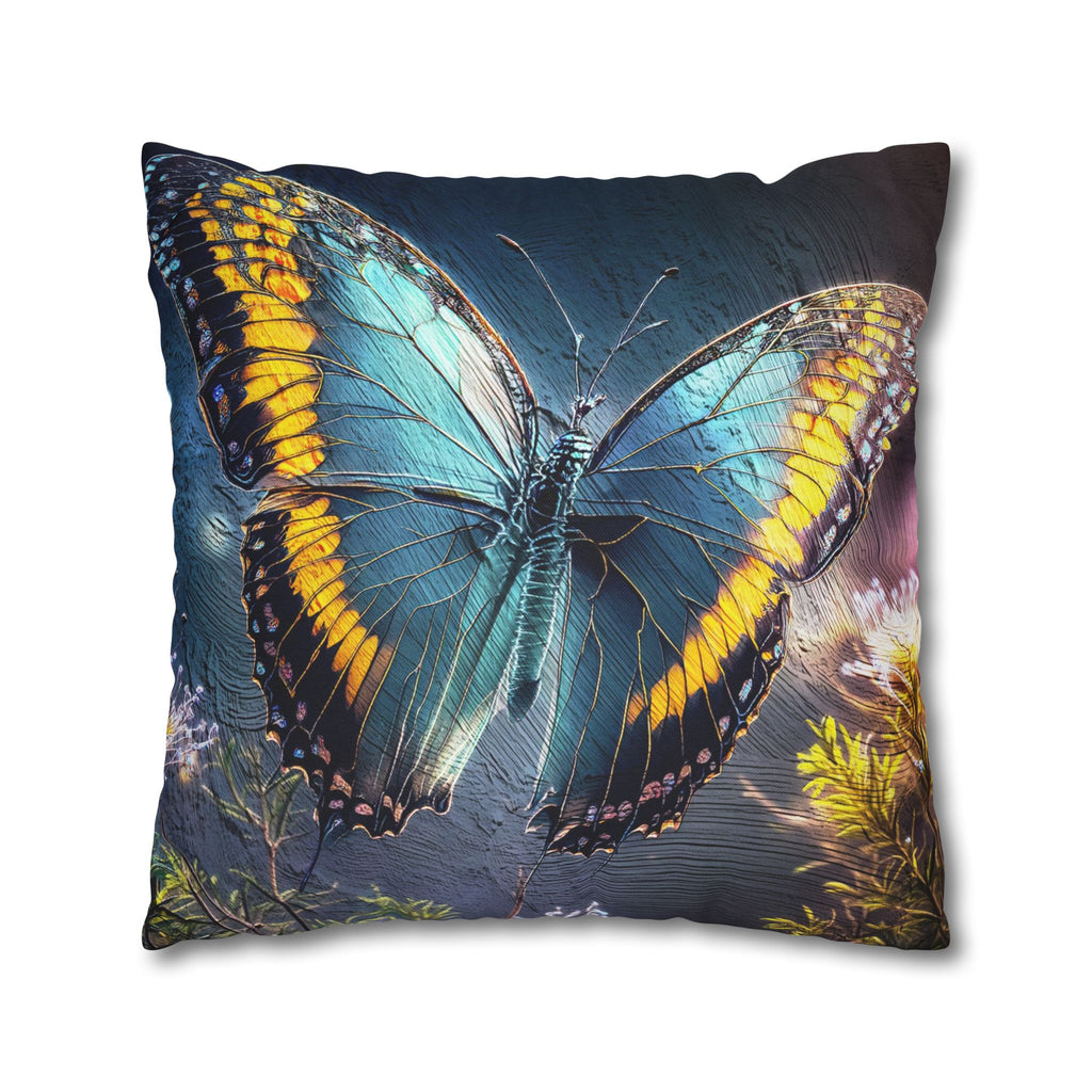 Blue and Yellow Butterfly Decorative Pillow Cover