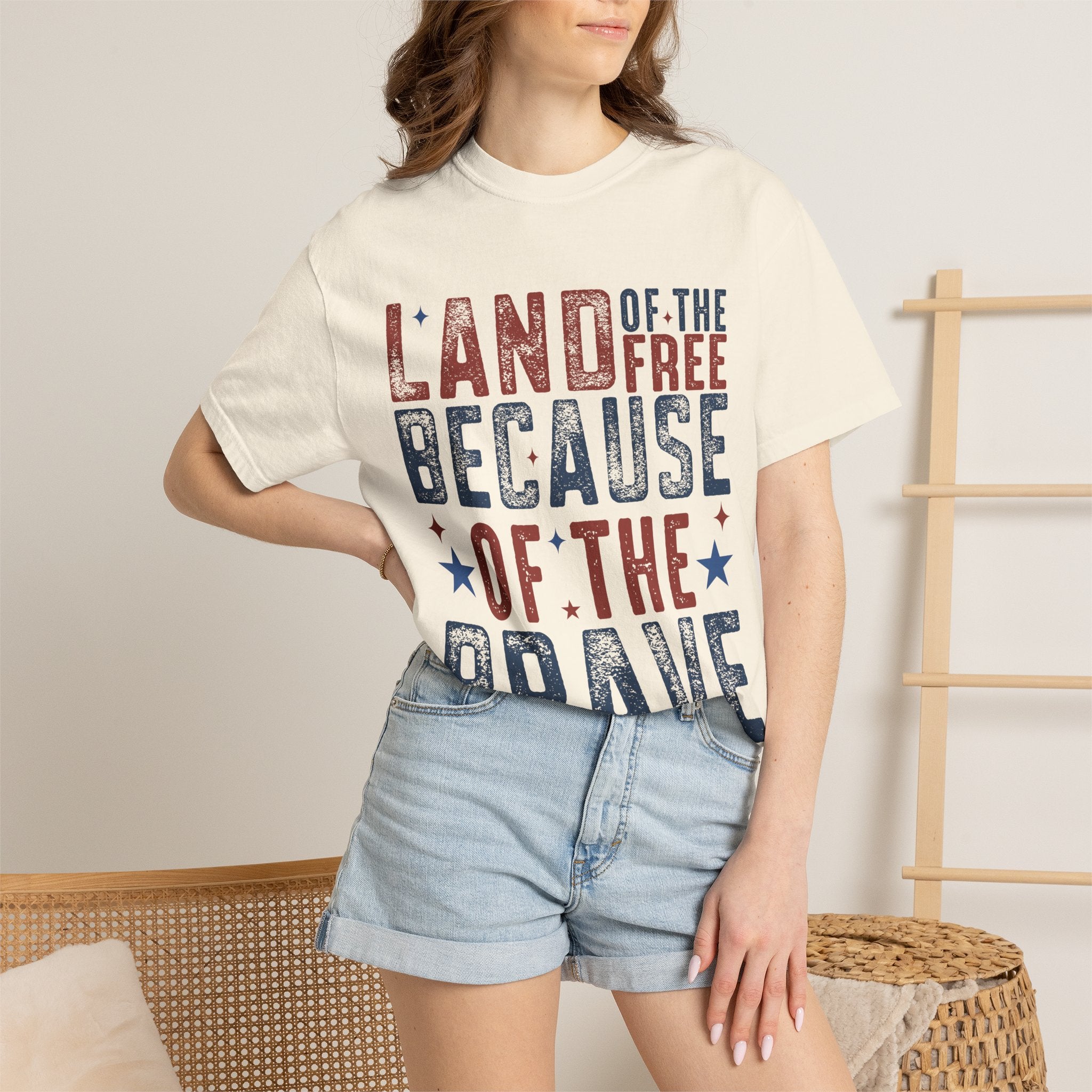 Patriotic T-Shirt: Land of the Free Because of the Brave