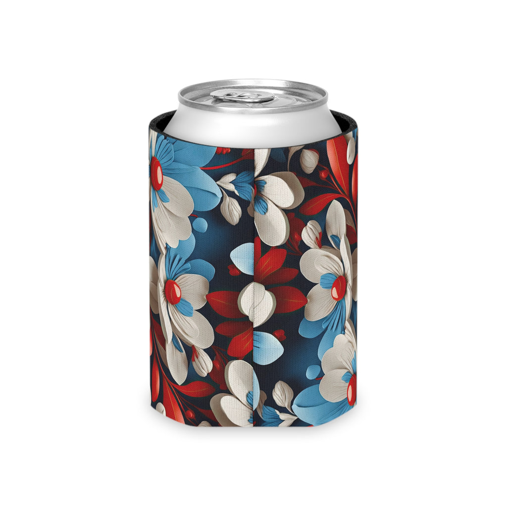 Floral Patriotic Can Cooler for Festive Gatherings