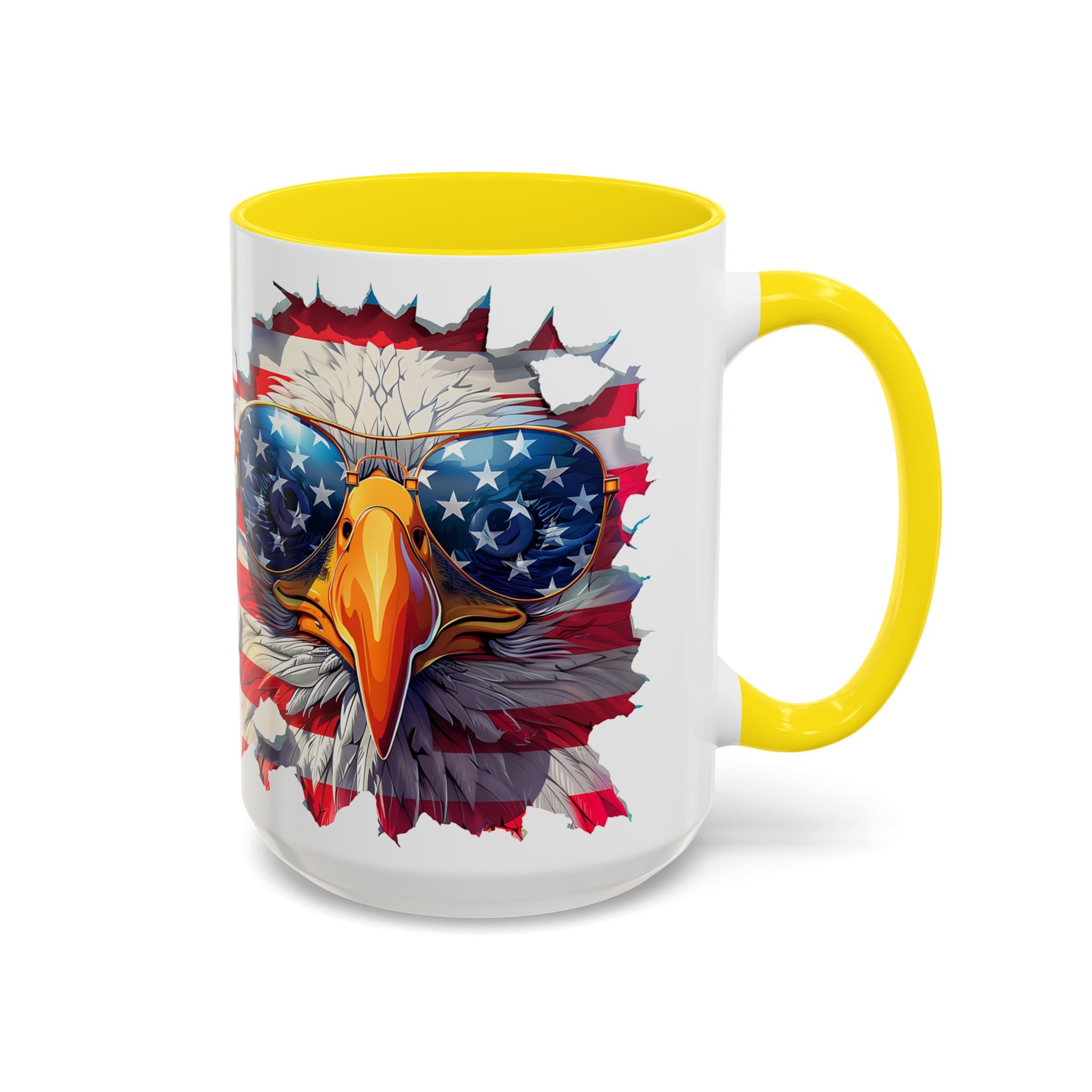 American Bald Eagle Accent Coffee Mug with Stars & Stripes