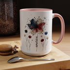 Patriotic Anemone Accent Coffee Mug Classic Floral Design
