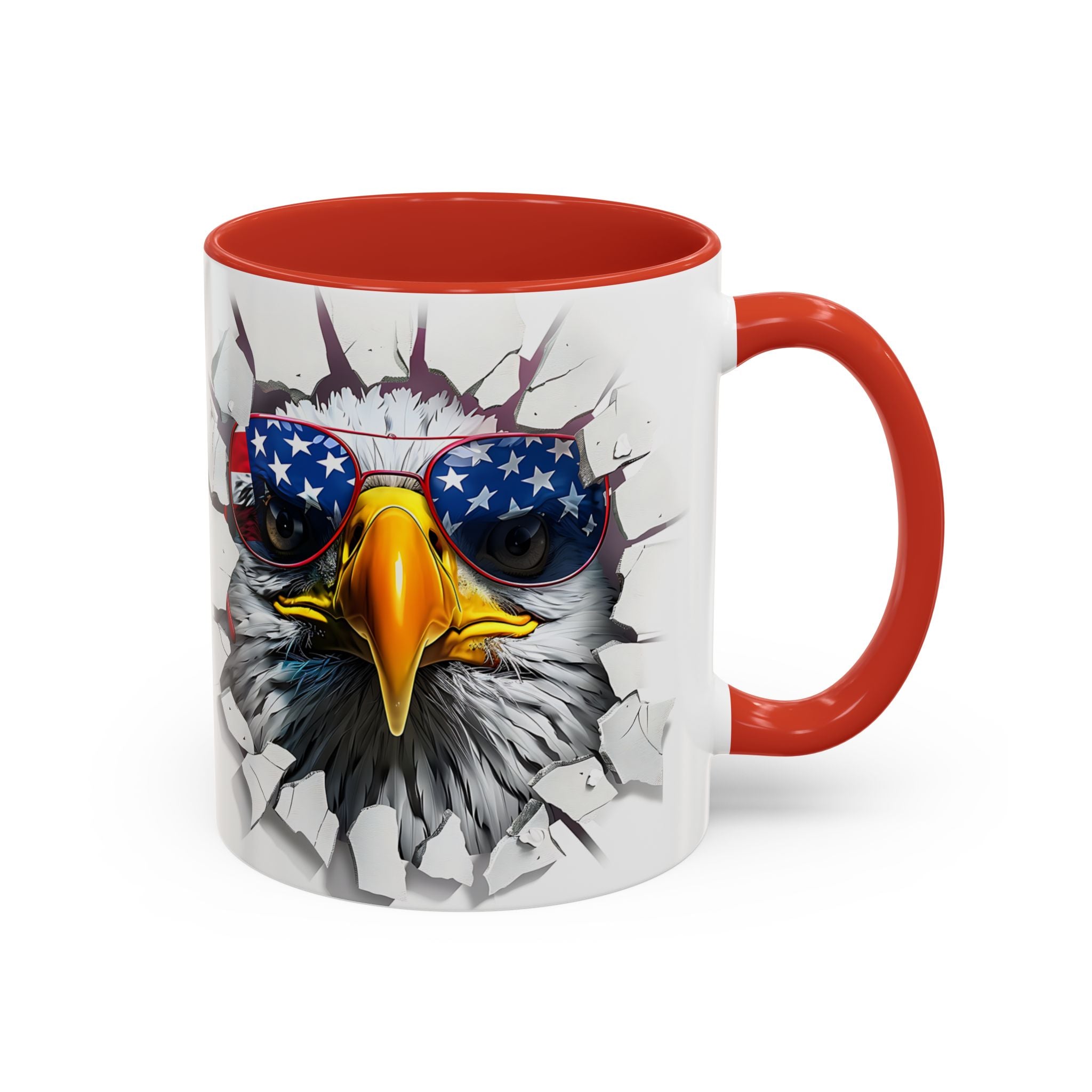 American Eagle Coffee Mug with USA Flag Accent Design