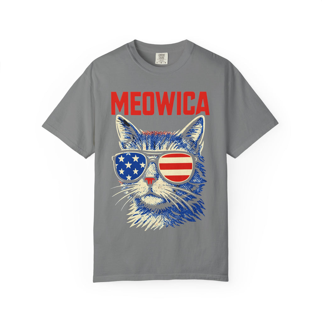 Meowica Cat T-Shirt — Patriotic American Flag Sunglasses Tee