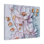 Floral Lotus Stretched Canvas Wall Art — Pastel Bloom Decorative Canvas
