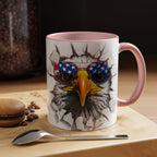 American Eagle Coffee Mug with USA Flag Accent Design