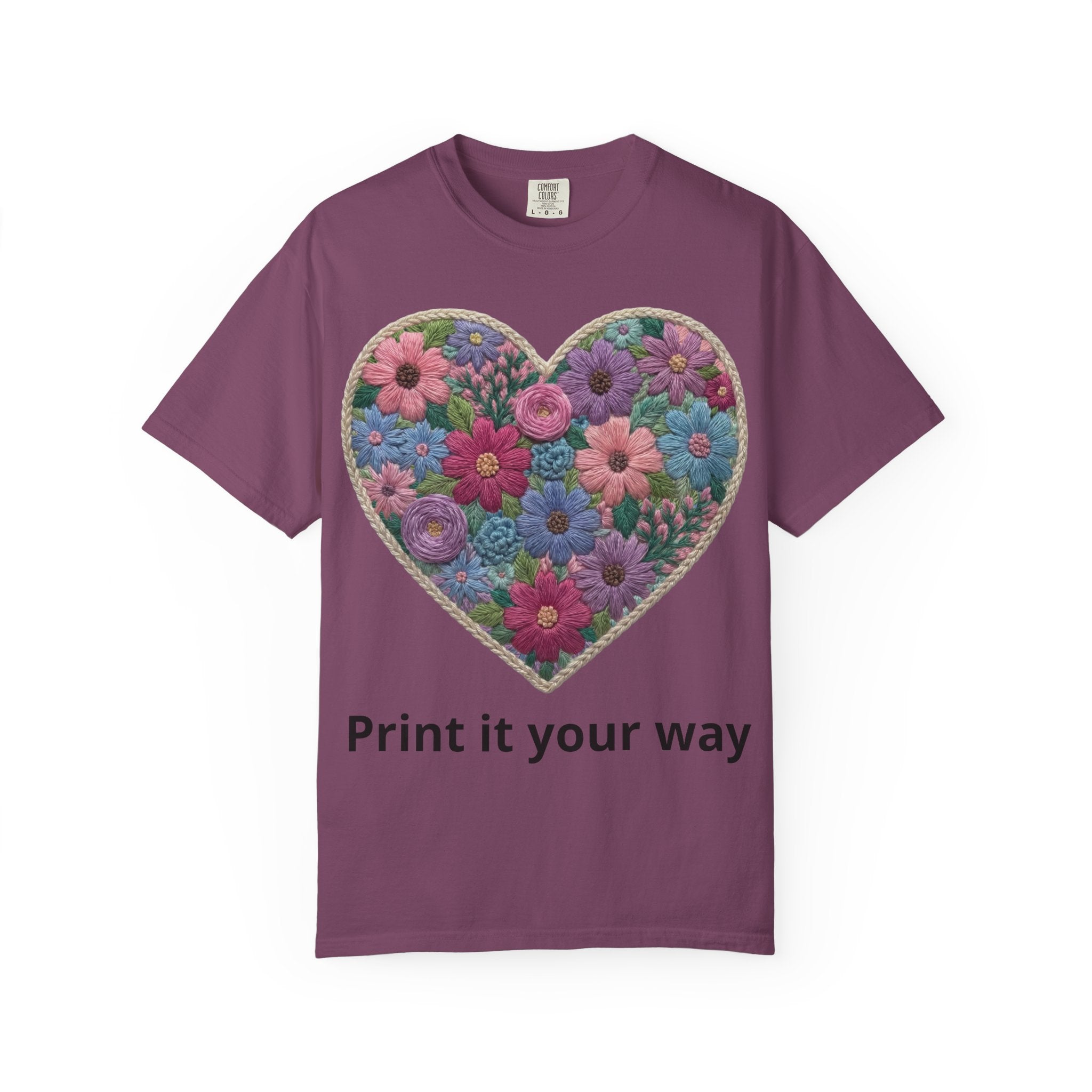 Floral Heart T-Shirt — Colorful Bouquet Heart Graphic (Print It Your Way)