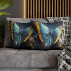 Blue and Yellow Butterfly Decorative Pillow Cover