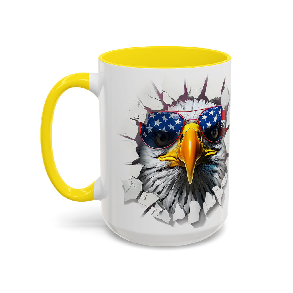 American Eagle Coffee Mug with USA Flag Accent Design