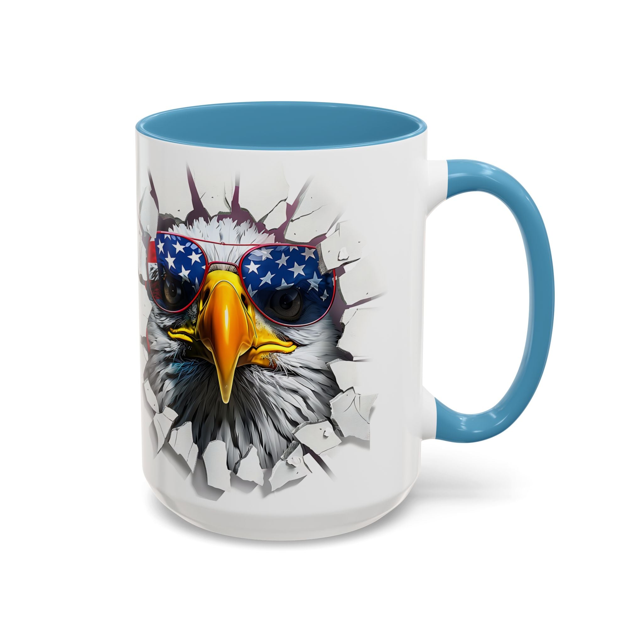 American Eagle Coffee Mug with USA Flag Accent Design