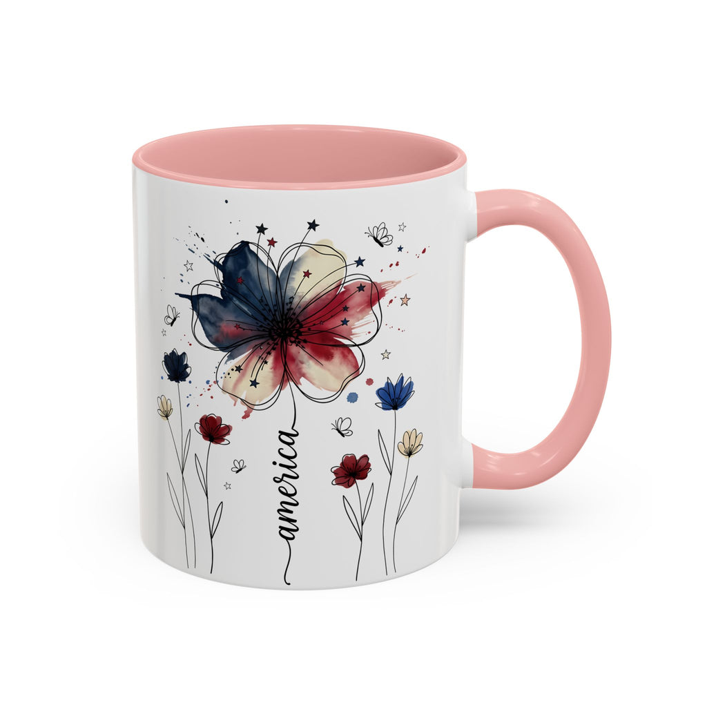Patriotic Anemone Accent Coffee Mug Classic Floral Design