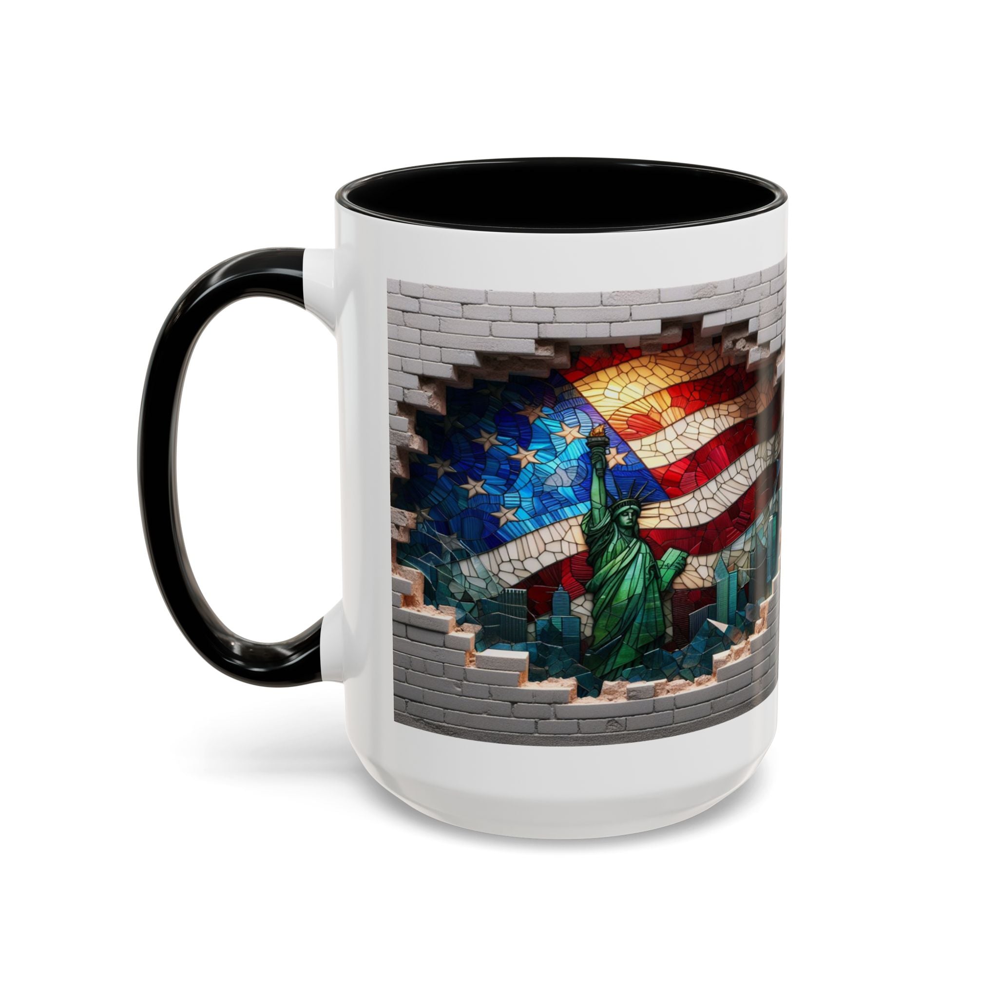 American Flag & Statue of Liberty Accent Coffee Mug – Patriotic USA Ceramic Mug