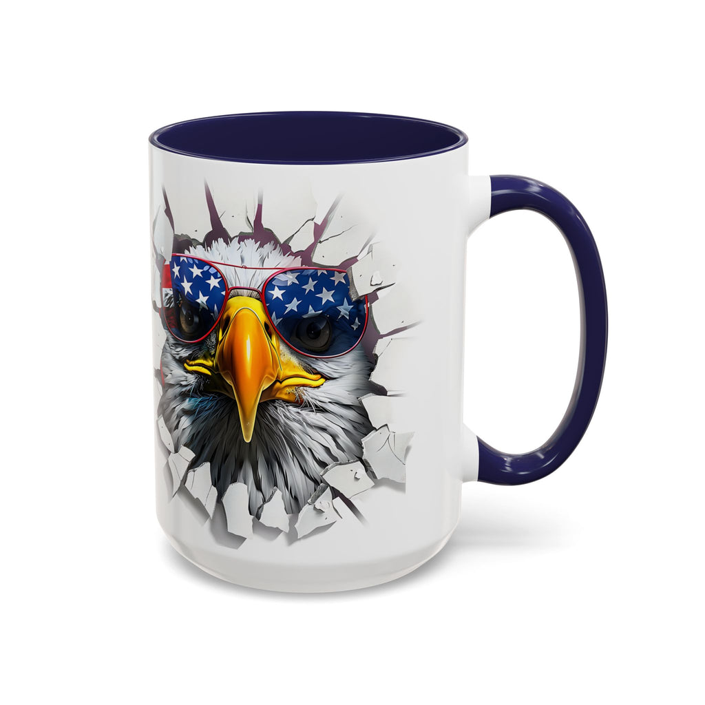 American Eagle Coffee Mug with USA Flag Accent Design
