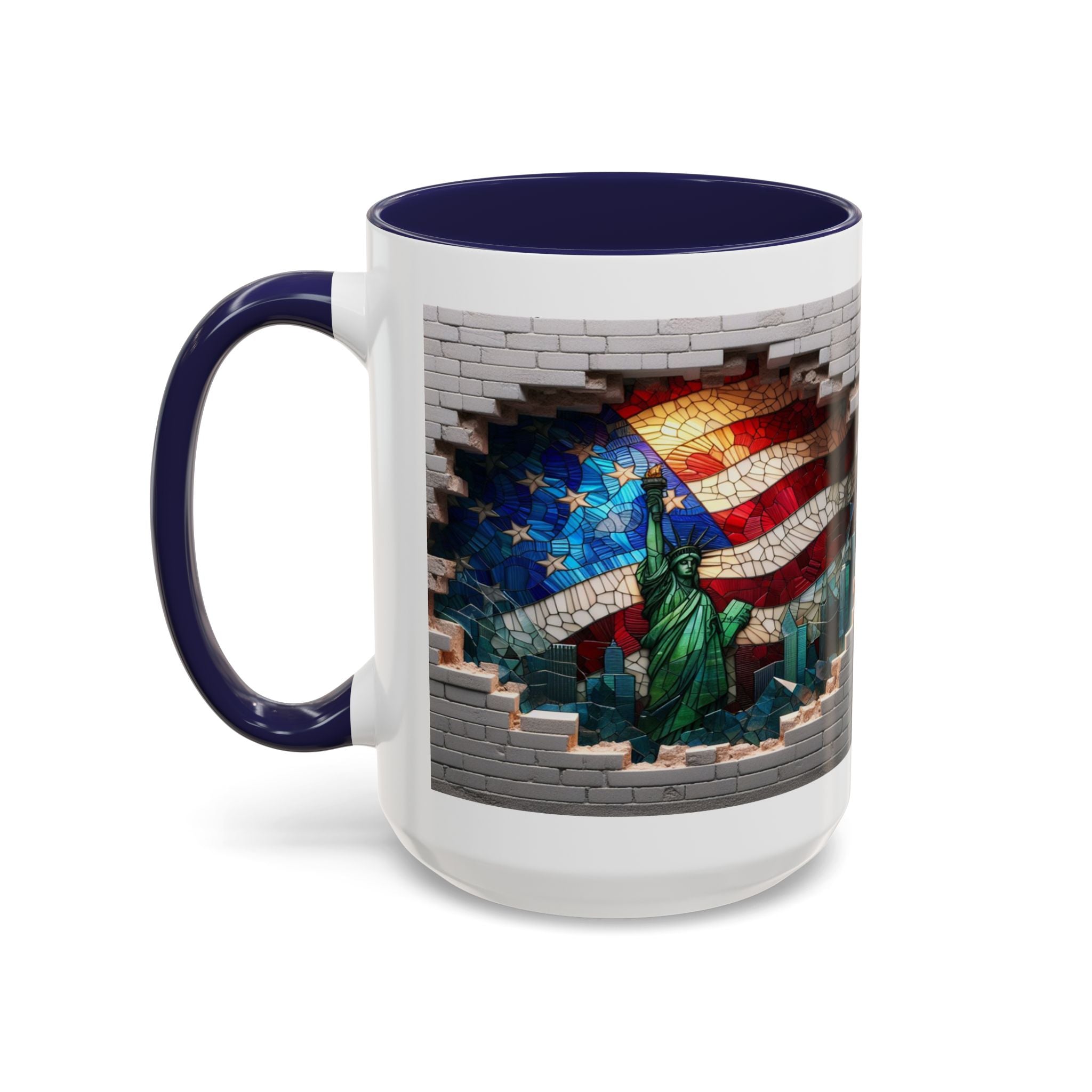 American Flag & Statue of Liberty Accent Coffee Mug – Patriotic USA Ceramic Mug