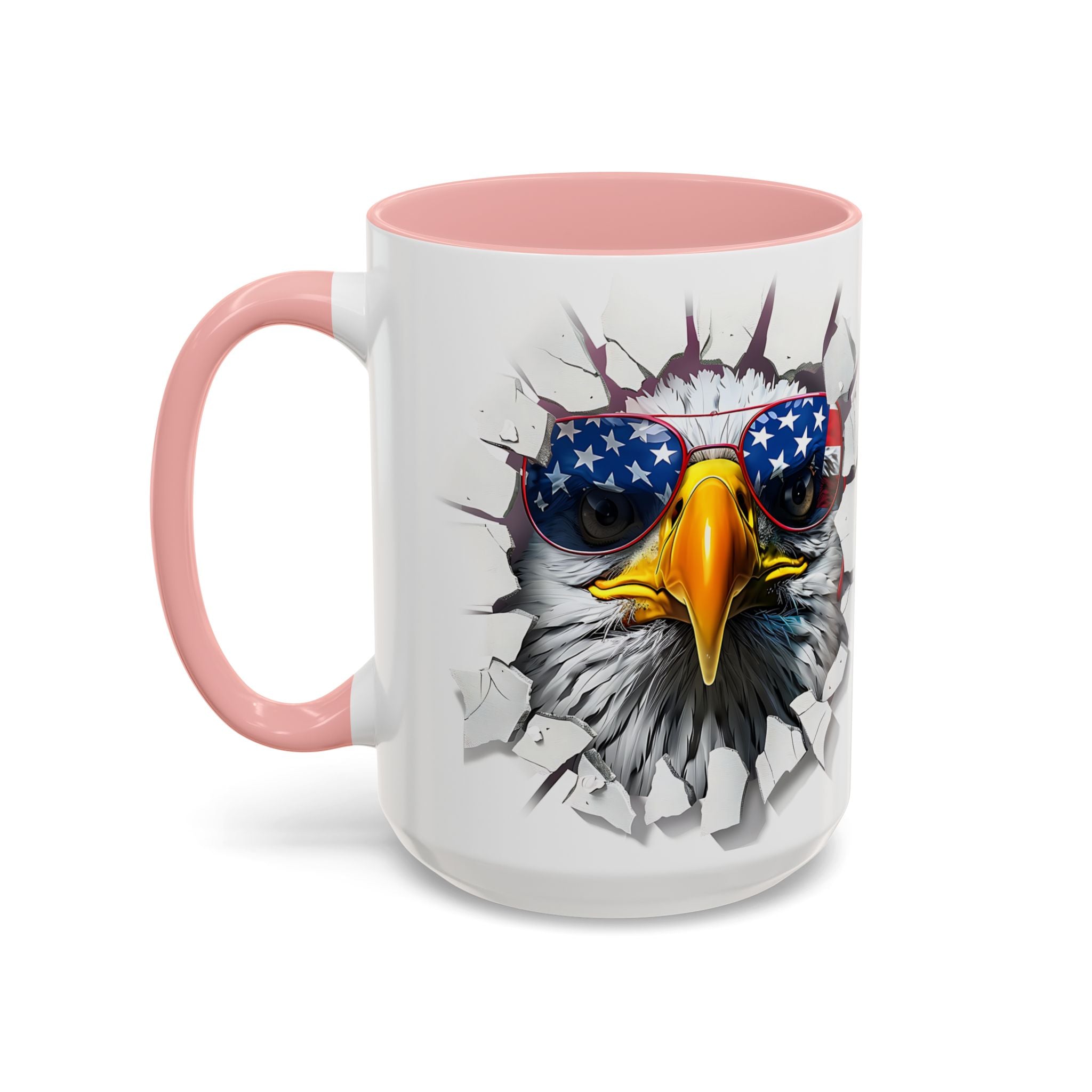 American Eagle Coffee Mug with USA Flag Accent Design
