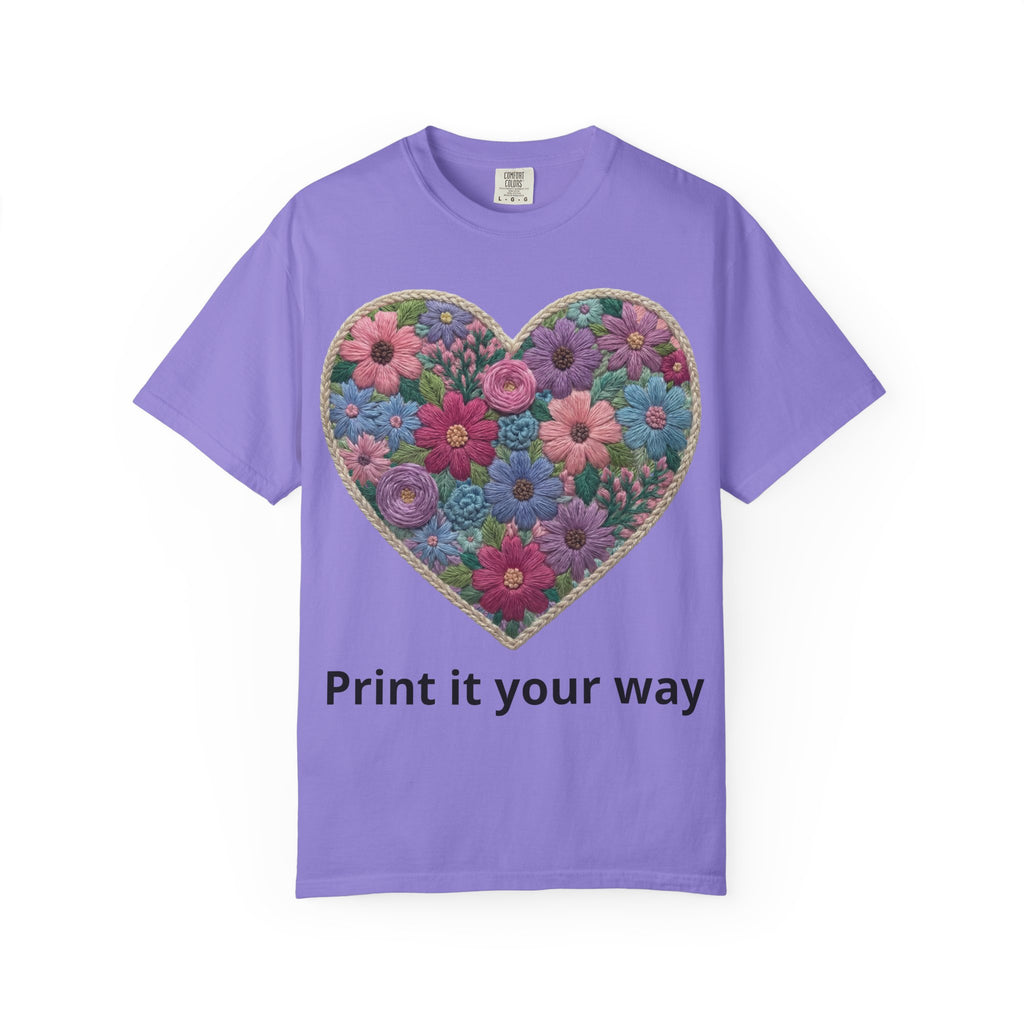 Floral Heart T-Shirt — Colorful Bouquet Heart Graphic (Print It Your Way)