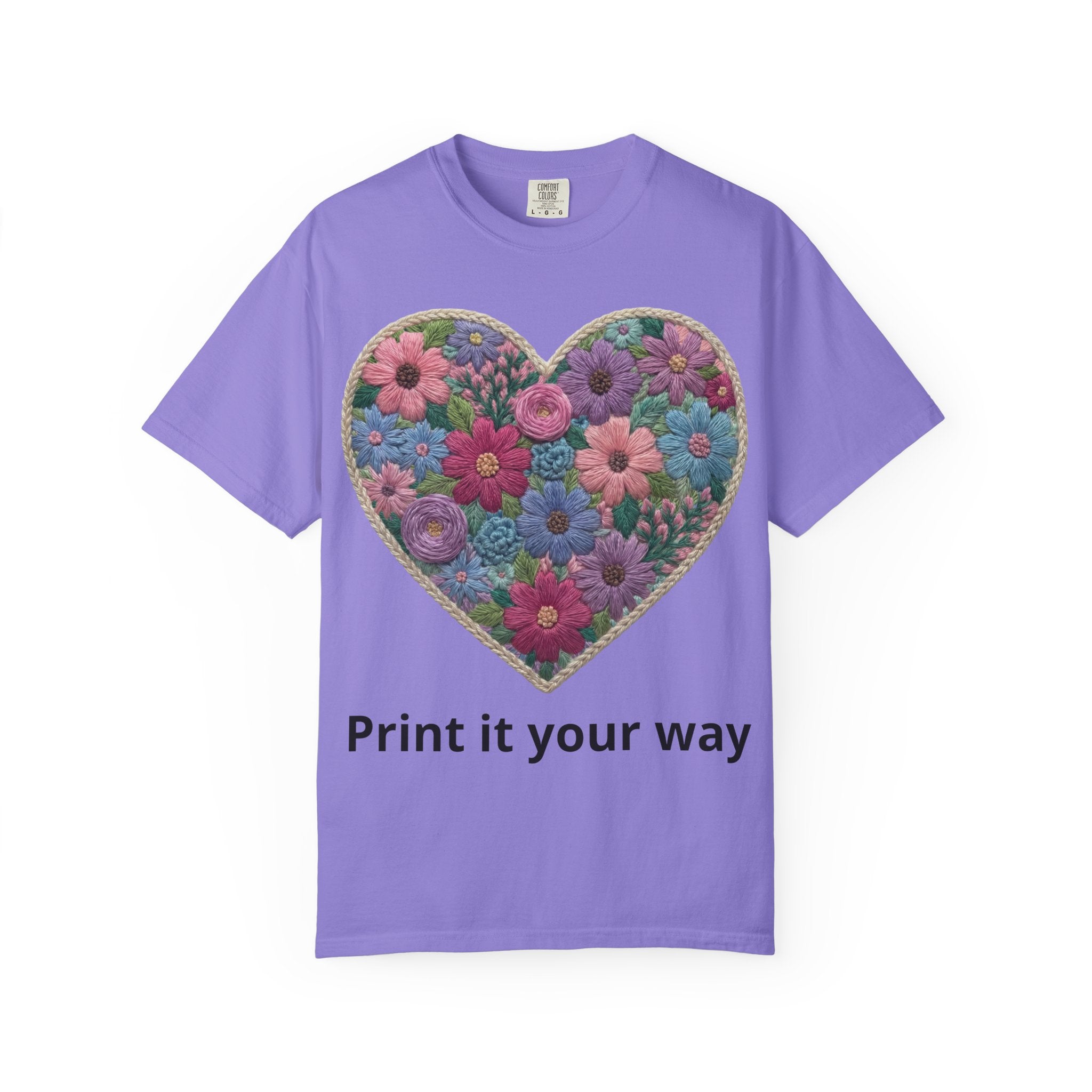 Floral Heart T-Shirt — Colorful Bouquet Heart Graphic (Print It Your Way)