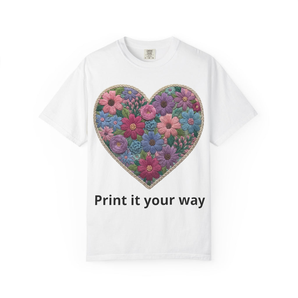 Floral Heart T-Shirt — Colorful Bouquet Heart Graphic (Print It Your Way)