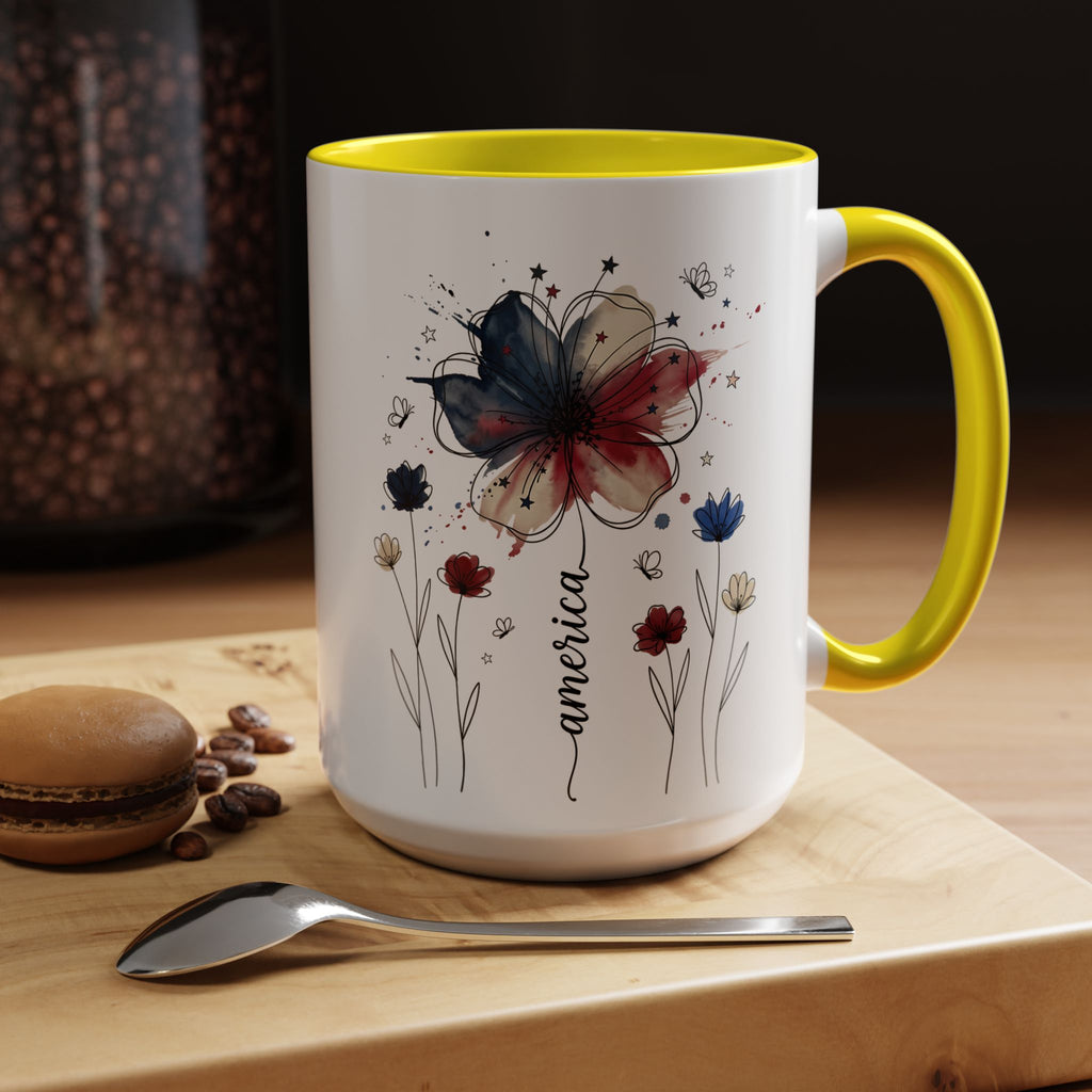Patriotic Anemone Accent Coffee Mug Classic Floral Design