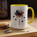 Patriotic Anemone Accent Coffee Mug Classic Floral Design