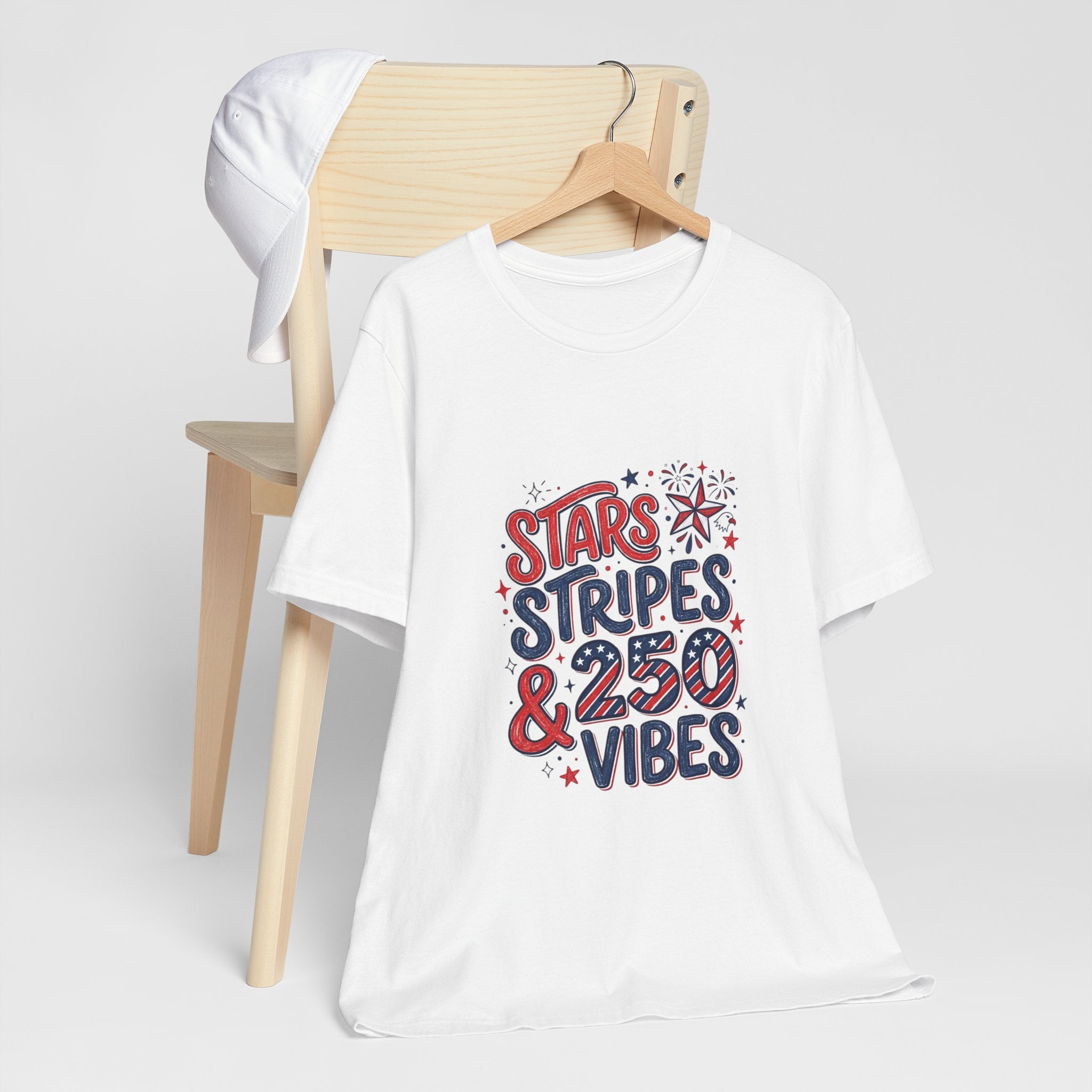 Stars Stripes & 250 Vibes T-Shirt | 250th Anniversary 4th of July Patriotic Tee